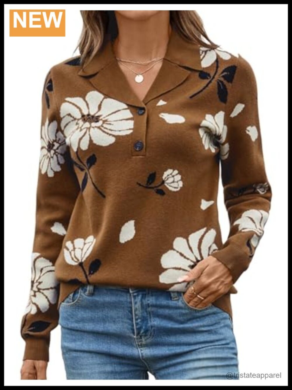 Women's V-Neck Button Sweater Long Sleeve Collared Pullover Lightweight Knit